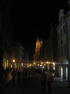 The streets of Prague at night