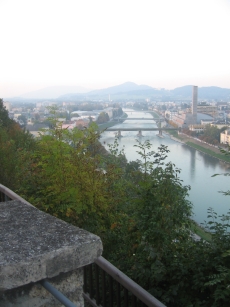 Looking down on the Salzach River