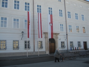 Nice building with flags out front
