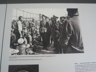 Heinrich Himmler observes Russian POWs in the Dachau concentration camp