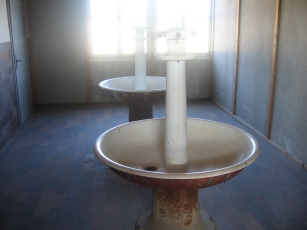 The washbasins in the barracks at Dachau