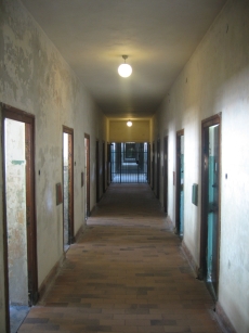 Looking towards the Gestapo wing of the bunker at Dachau